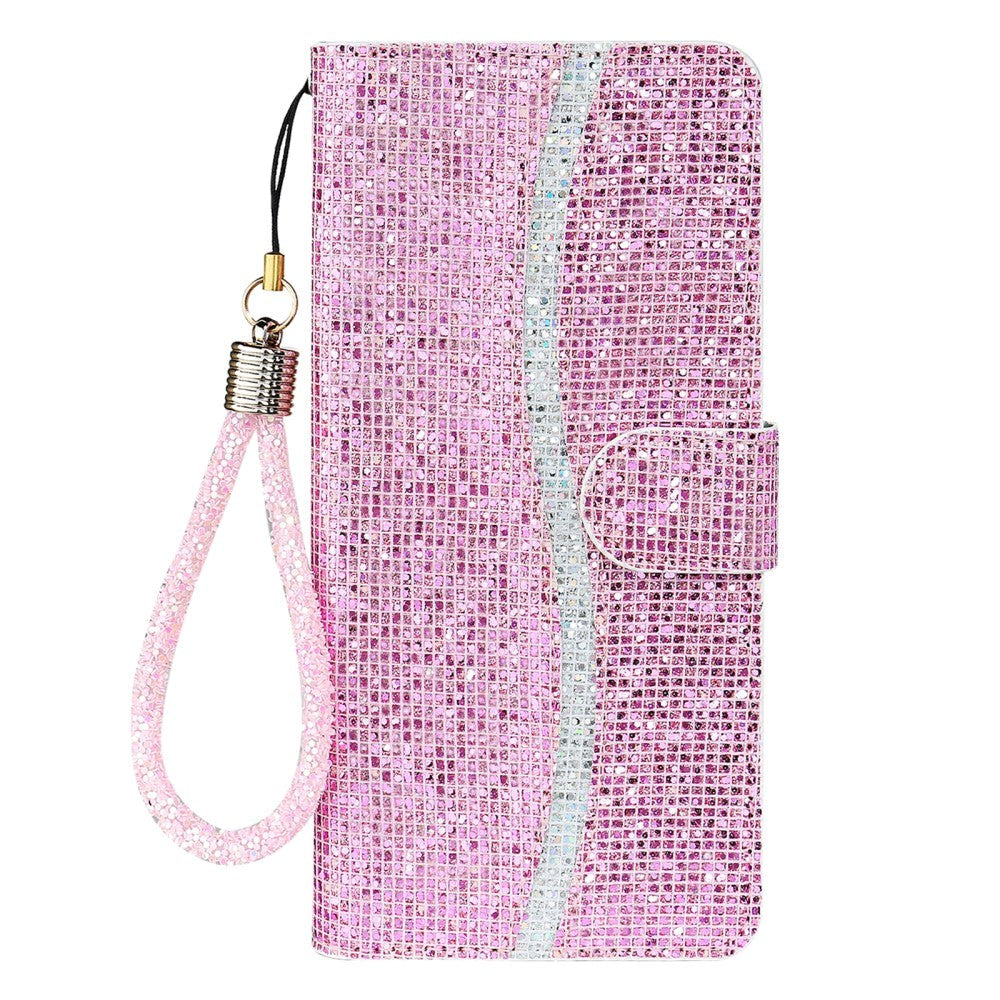 Samsung Galaxy A54 (5G) PU Leather Flip Case with Wallet & Strap - Glitter Design - Pink