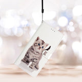 Google Pixel 7 PU Leather Flip Case w. Wallet and Strap - Cute Cat