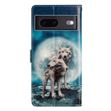 Google Pixel 7 PU Leather Flip Case w. Wallet and Strap - Wolf