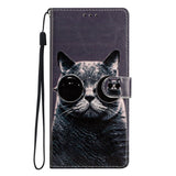 Google Pixel 7 PU Leather Flip Case w. Wallet and Strap - Cat with Sunglasses