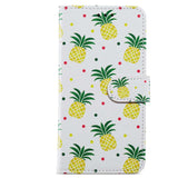 Google Pixel 7 PU Leather Flip Case w. Wallet and Strap - Pineapple