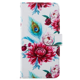 Google Pixel 7 PU Leather Flip Case w. Wallet and Strap - Peacock / Flowers