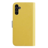 Samsung Galaxy A24 Litchi Leather Wallet Case with Magnetic Closure - Yellow