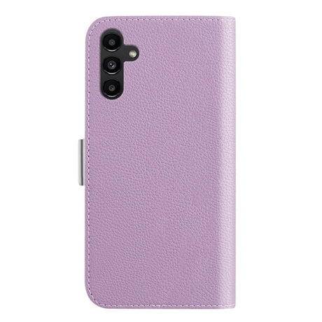 Samsung Galaxy A34 (5G) Litchi Leather Wallet Case with Magnetic Closure - Purple