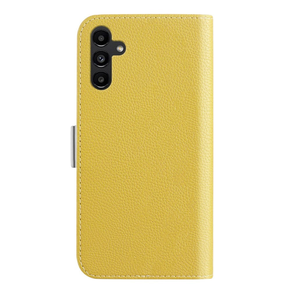 Samsung Galaxy A54 (5G) Litchi Leather Wallet Case with Magnetic Closure - Yellow