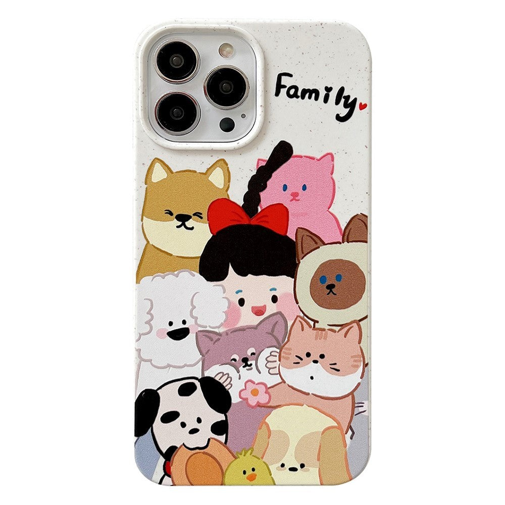 iPhone 14 Pro Flexible Plastic Case w. Motif - Child with Pets