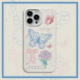 iPhone 14 Pro Flexible Plastic Case w. Motif - Butterflies and Flowers