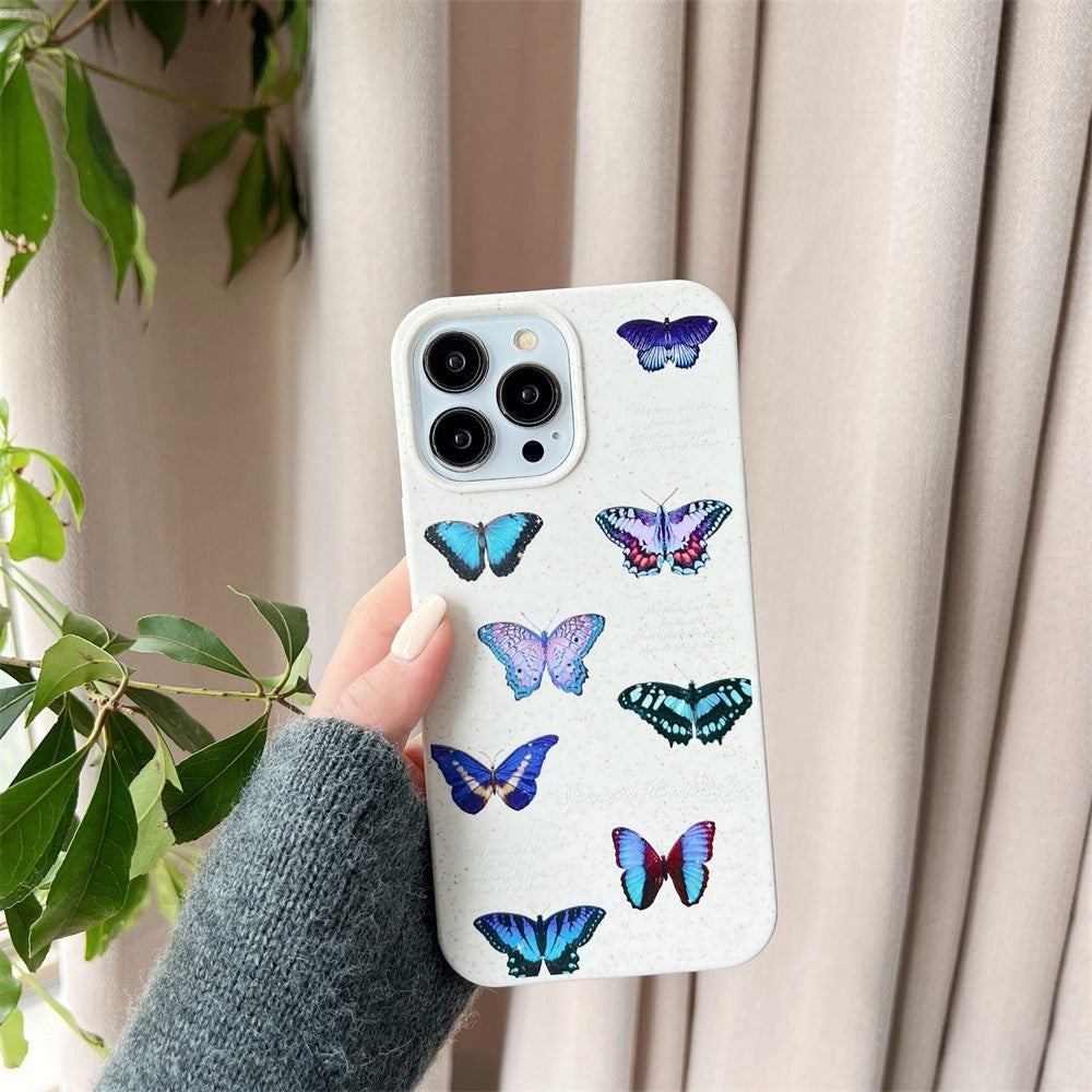 iPhone 14 Pro Flexible Plastic Case w. Motif - Butterflies