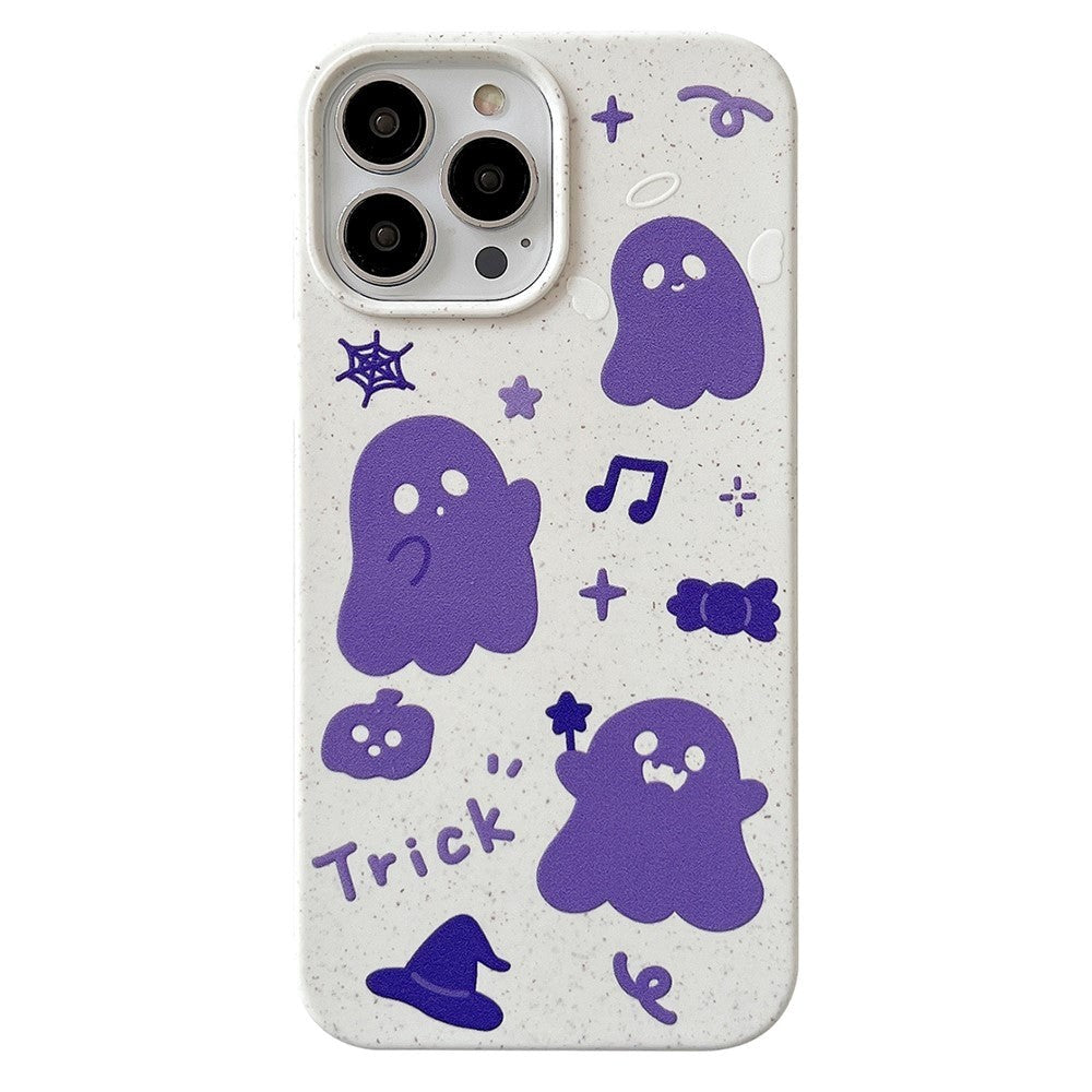 iPhone 14 Pro Flexible Plastic Case w. Motif - Purple Ghosts