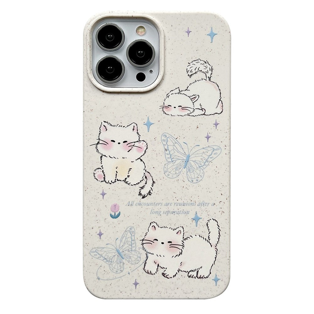 iPhone 14 Pro Flexible Plastic Case w. Motif - Butterflies and Cats