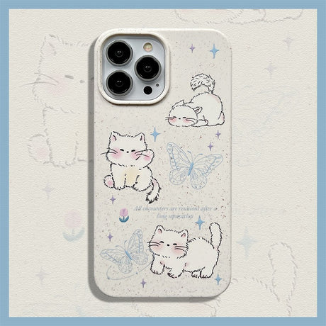 iPhone 14 Pro Flexible Plastic Case w. Motif - Butterflies and Cats