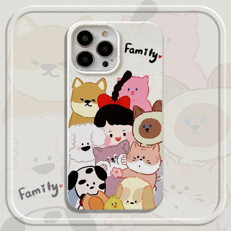 iPhone 13 Pro Flexible Plastic Case w. Motif - Child with Pets