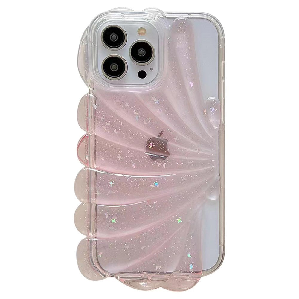 iPhone 14 Pro 3D Plastic Case Flexible with Seashell / Transparent - Pink