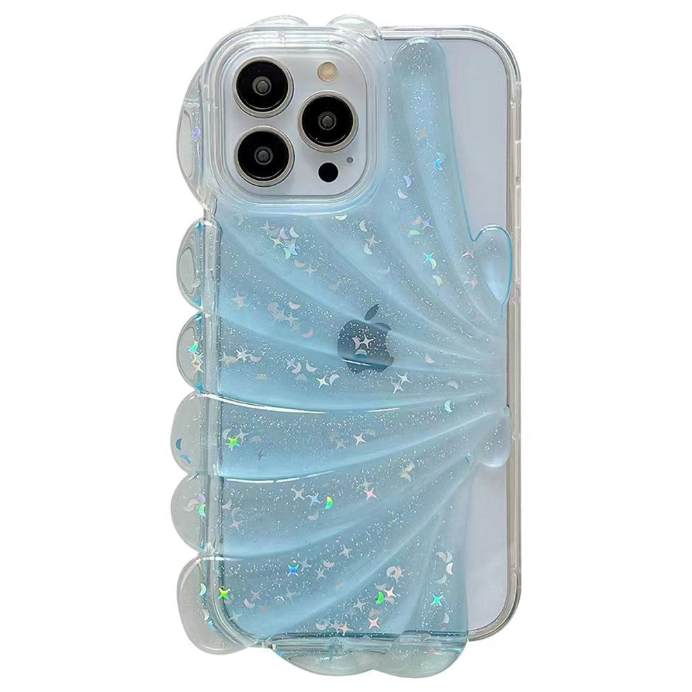 iPhone 13 Pro 3D Plastic Case Flexible with Seashell / Transparent - Blue