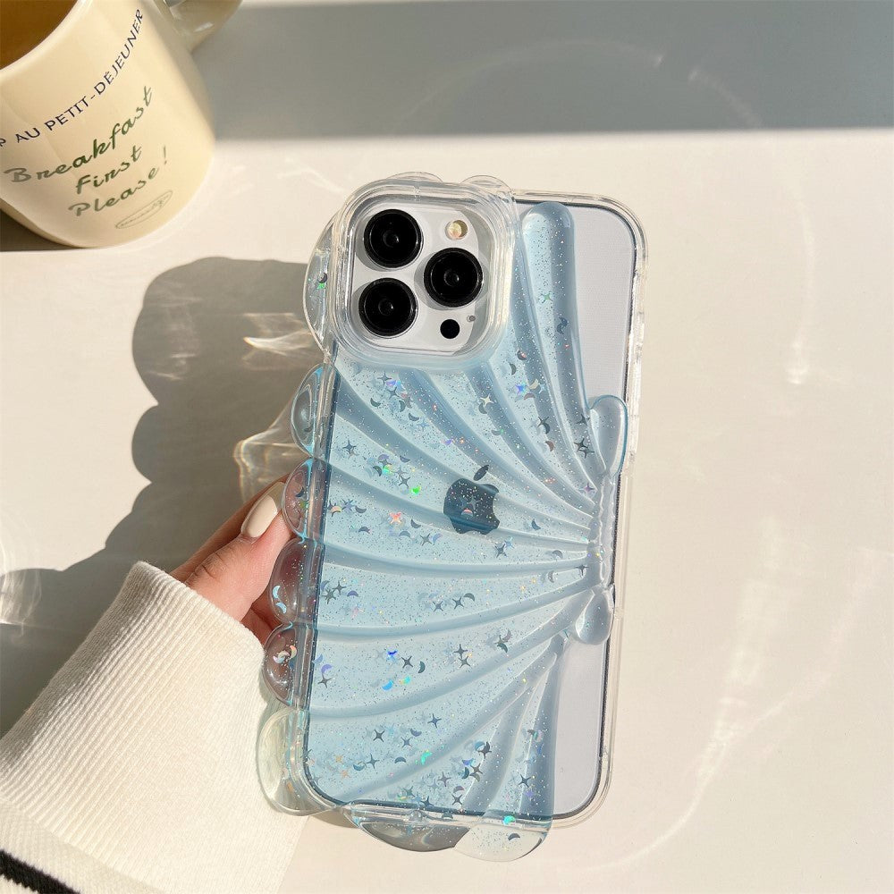 iPhone 13 Pro 3D Plastic Case Flexible with Seashell / Transparent - Blue