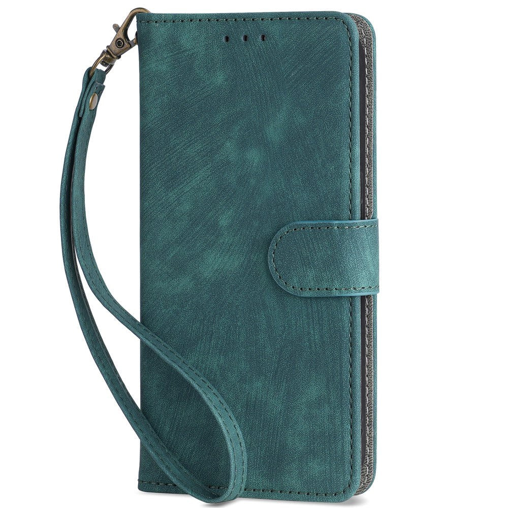 Honor 70 Lite Leather Flip Case with Wallet and Strap - Green