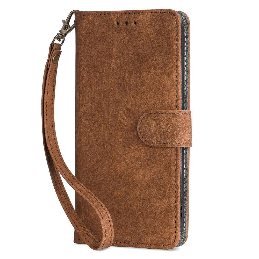 Honor 70 Lite Leather Flip Case with Wallet and Strap - Brown