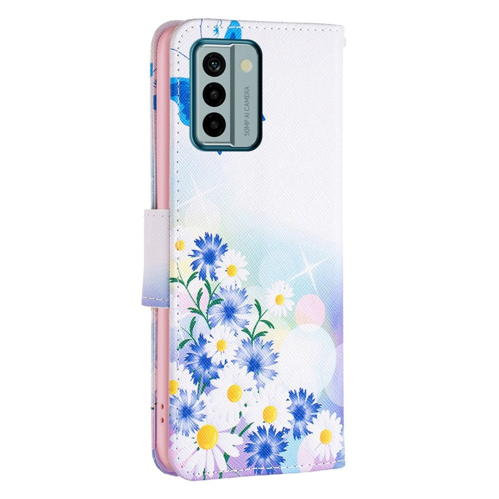 Nokia G22 Leather Case w. Wallet - Butterfly & Flowers