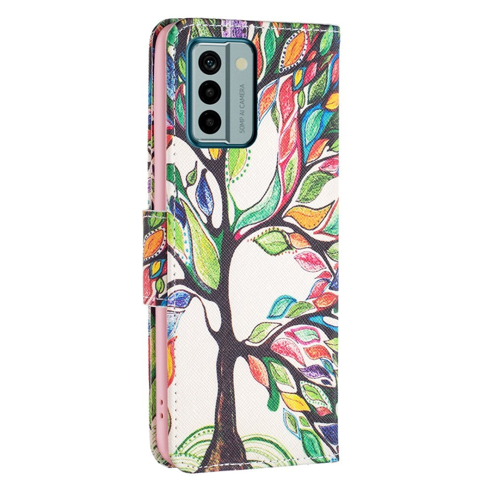 Nokia G22 Leather Case w. Wallet - Colorful Tree