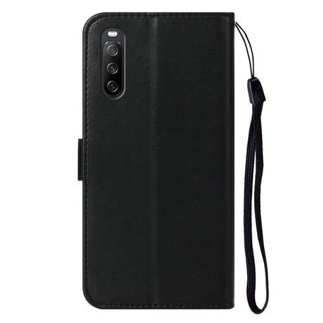 Sony Xperia 10 V Leather Flip Case with Wallet and Strap - Black