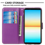 Sony Xperia 10 V Leather Flip Case with Wallet and Strap - Purple