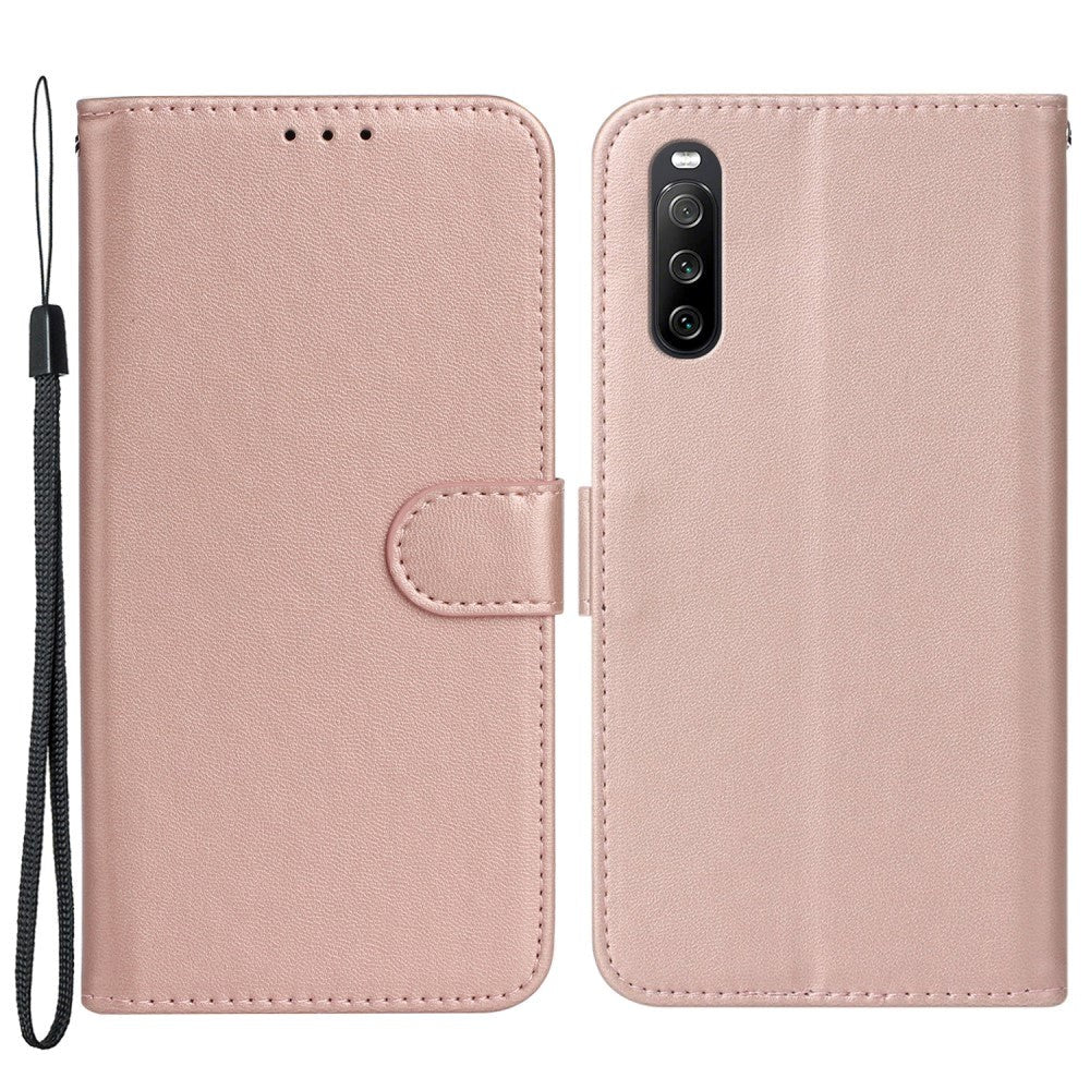 Sony Xperia 10 V Leather Flip Case with Wallet and Strap - Rose Gold