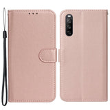 Sony Xperia 10 V Leather Flip Case with Wallet and Strap - Rose Gold