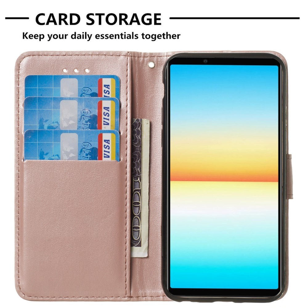 Sony Xperia 10 V Leather Flip Case with Wallet and Strap - Rose Gold