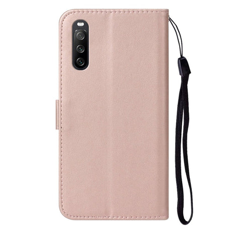 Sony Xperia 10 V Leather Flip Case with Wallet and Strap - Rose Gold