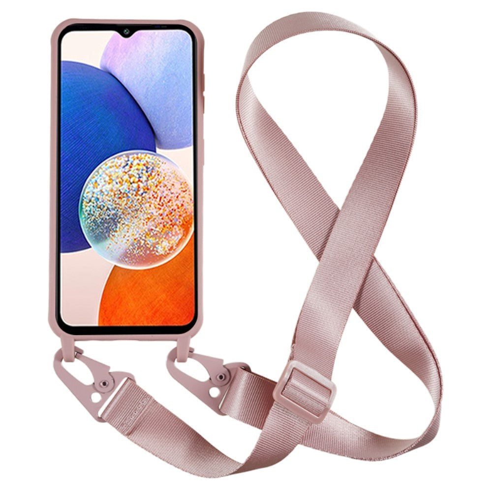 Samsung Galaxy A14 (5G) Flexible Plastic Case with Strap - Pink