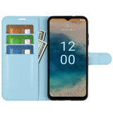 Nokia G22 Litchi Leather Case w. Wallet - Blue