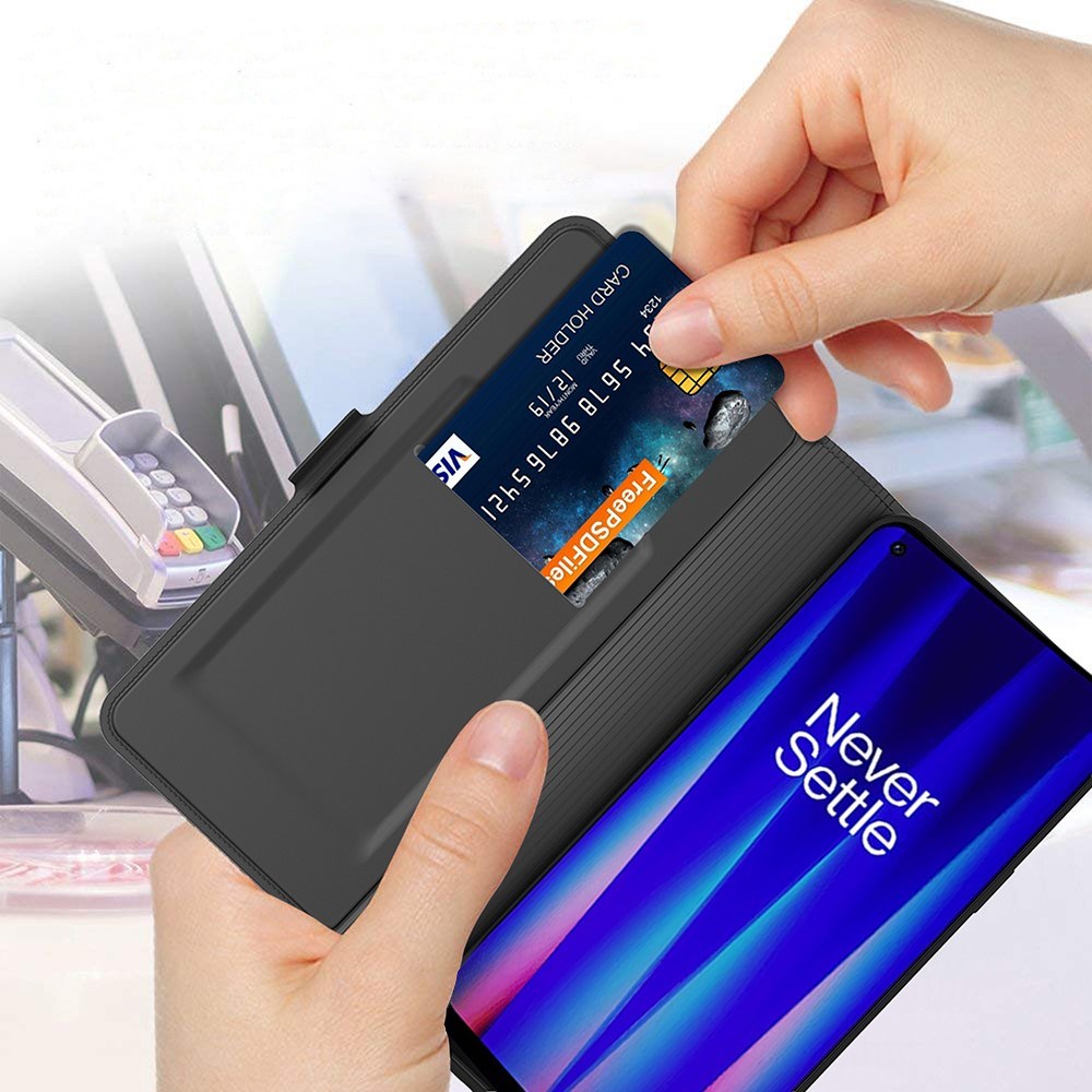 EIDERWOOD OnePlus Nord CE 3 Lite (5G) Faux Leather Flip Case with Cardholder & Stand Function - Black