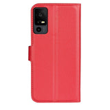 TCL 40R 5G Litchi Leather Flip Cover w. Wallet - Red