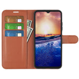 TCL 40R 5G Litchi Leather Flip Cover w. Wallet - Brown