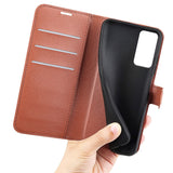 TCL 40R 5G Litchi Leather Flip Cover w. Wallet - Brown