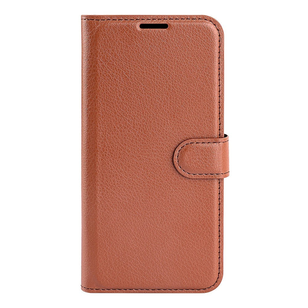 TCL 40R 5G Litchi Leather Flip Cover w. Wallet - Brown