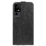 TCL 40R 5G Vertical Leather Flip Case w. Card Holder - Black