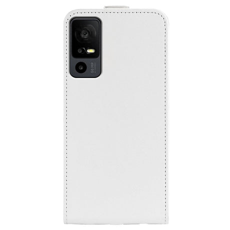 TCL 40R 5G Vertical Leather Flip Case w. Card Holder - White