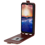 TCL 40R 5G Vertical Leather Flip Case w. Card Holder - Brown