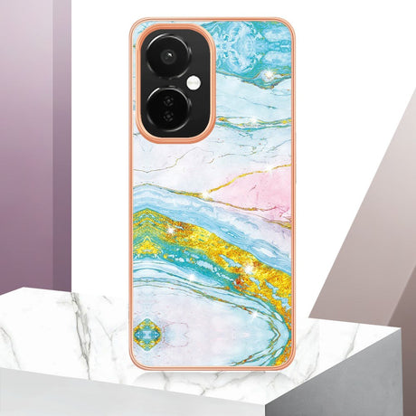 OnePlus Nord CE 3 Lite (5G) Hybrid Plastic Case - Turquoise / Gold Marble