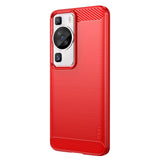 Huawei P60 Pro Mofi Brushed Carbon Fiber Flexible Plastic Case - Red