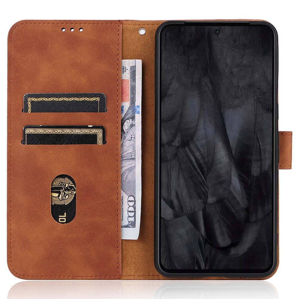 Google Pixel 8 Pro Leather Flip Case with Wallet and Stand Function - Brown