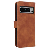 Google Pixel 8 Pro Leather Flip Case with Wallet and Stand Function - Brown