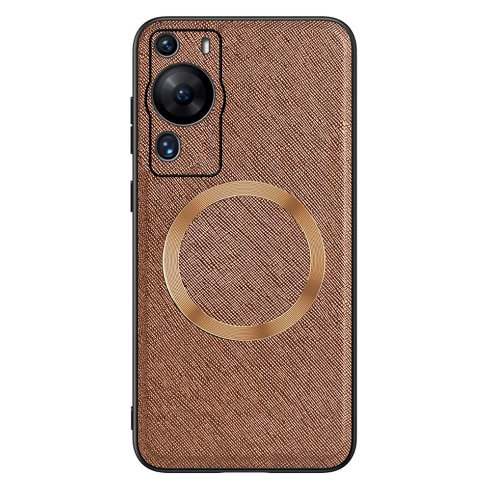 Huawei P60 Pro Plastic Case with Rough Texture - MagSafe Compatible - Brown