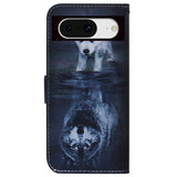 Google Pixel 8 Leather Wallet Case w. Print - Dog & Wolf