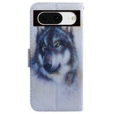 Google Pixel 8 Leather Wallet Case w. Print - Wolf