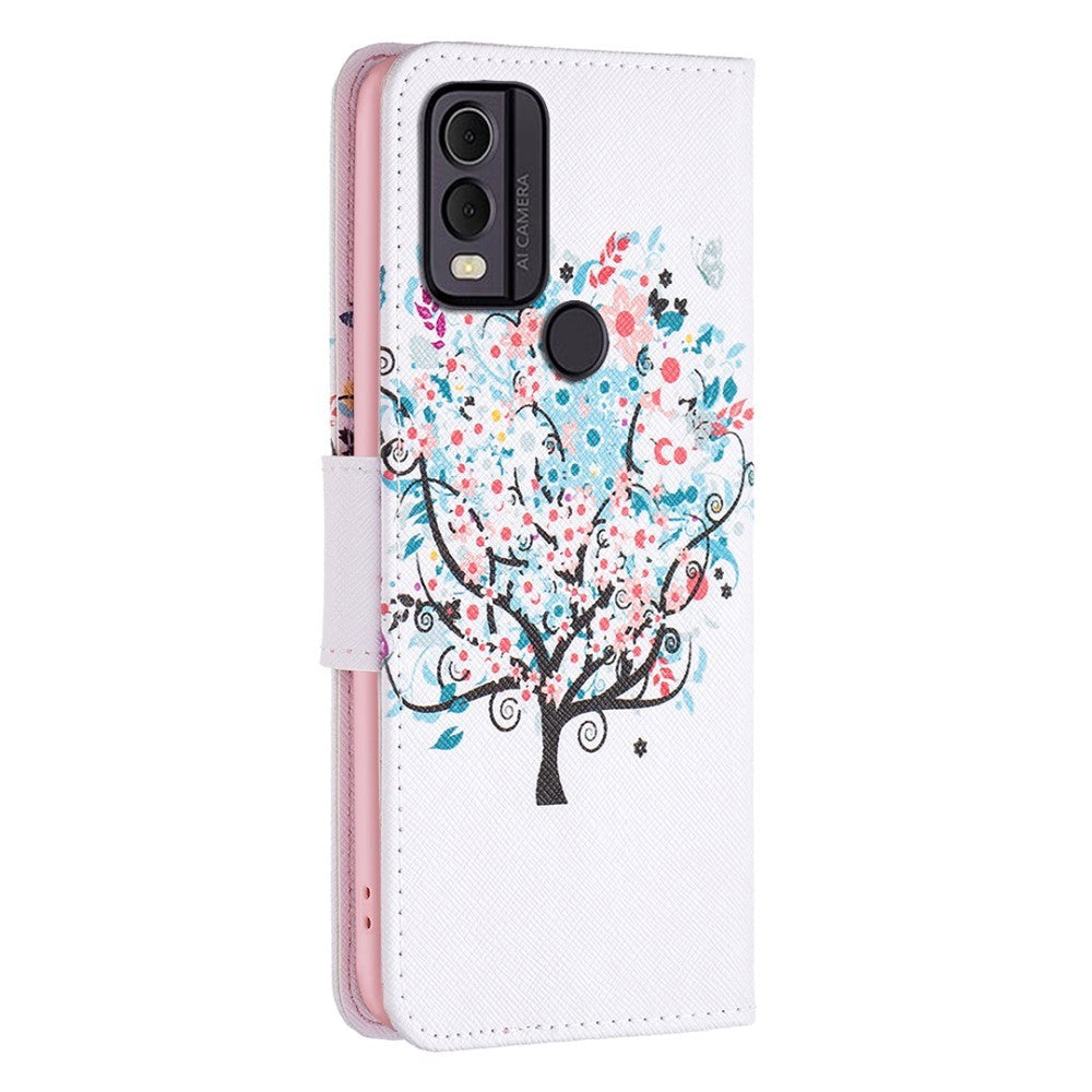 Nokia C22 Leather Wallet Case w. Print - Tree