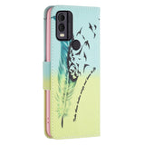 Nokia C22 Leather Wallet Case w. Print - Feather