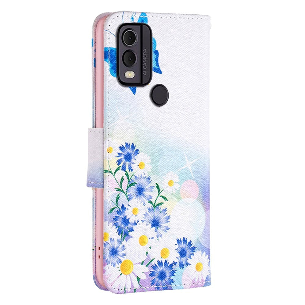 Nokia C22 Leather Wallet Case w. Print - Butterfly