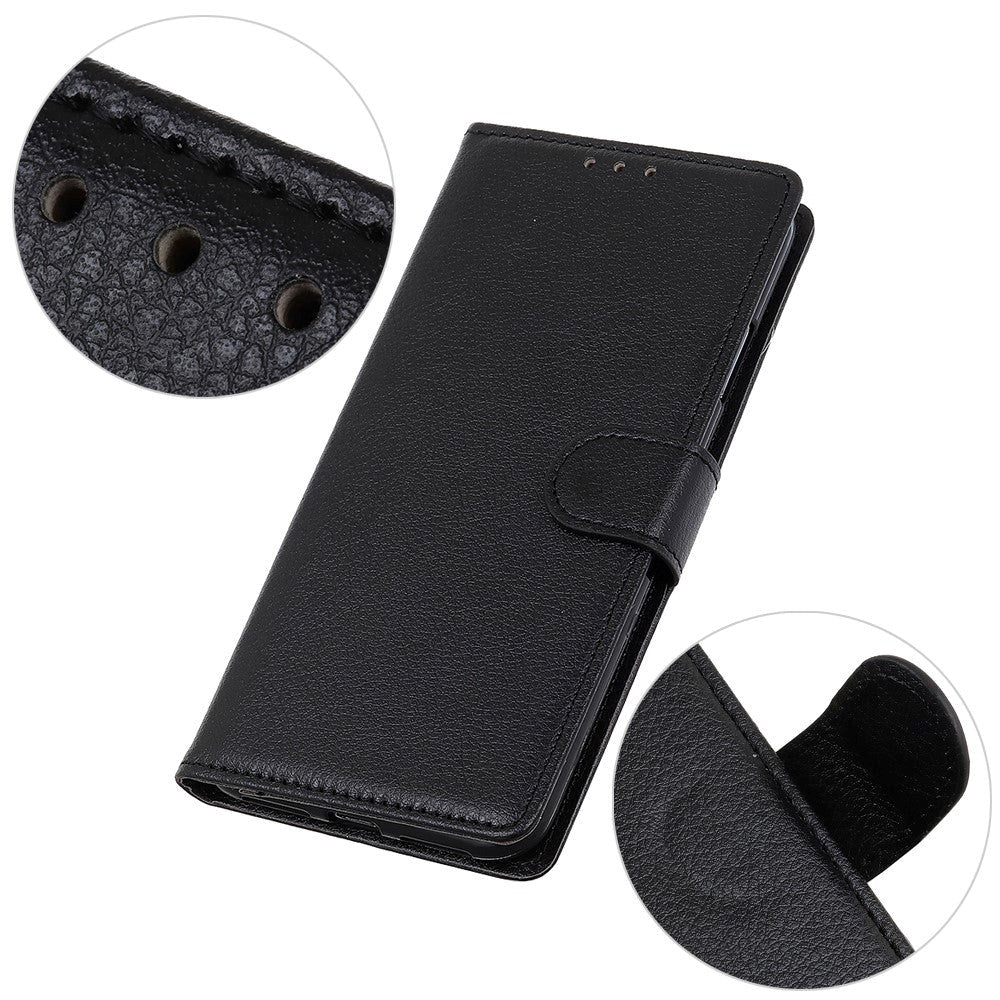 Google Pixel 8 Pro Litchi Leather Case w. Wallet - Black